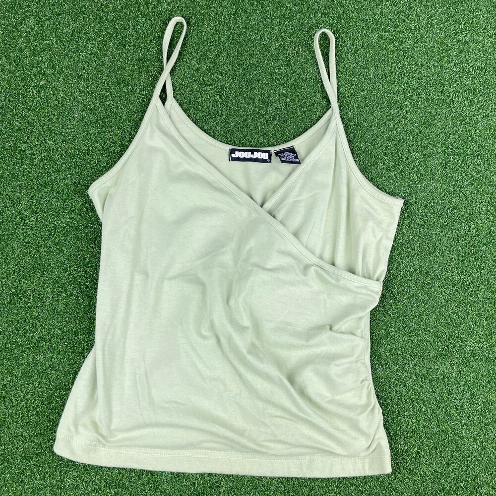 Vintage 90s Y2K JouJou Light Green Wrap Style Tank Top Sz M